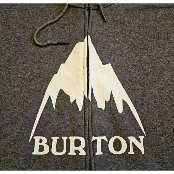 Burton Medium Full Zip Hoodie Gray w White Logo Snowboarding Outdoor - Picture 2 of 13